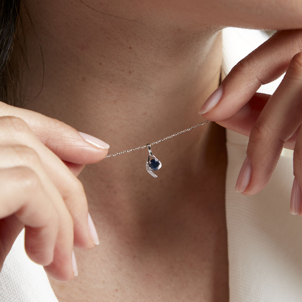 Collier Emotion Or Blanc Saphir Diamant - Colliers Femme | Histoire d’Or