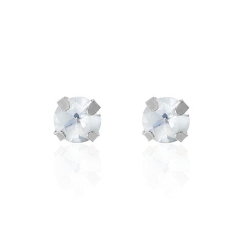 Boucles D'oreilles Puces Daria Or Blanc Oxyde De Zirconium - Clous d'oreilles Femme | Histoire d’Or