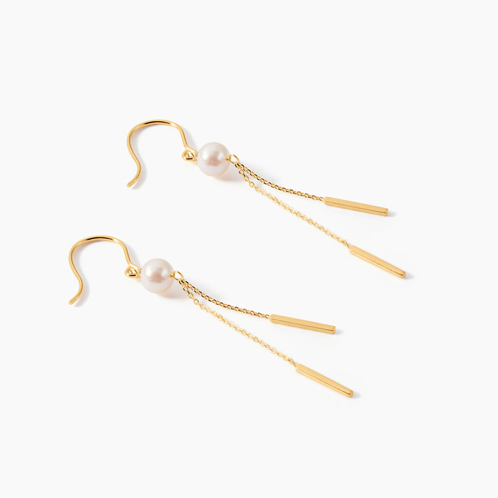 Boucles D'oreilles Pendantes Salman Or Jaune Perle De Culture - Boucles d'oreilles pendantes Femme | Histoire d&rsquo;Or