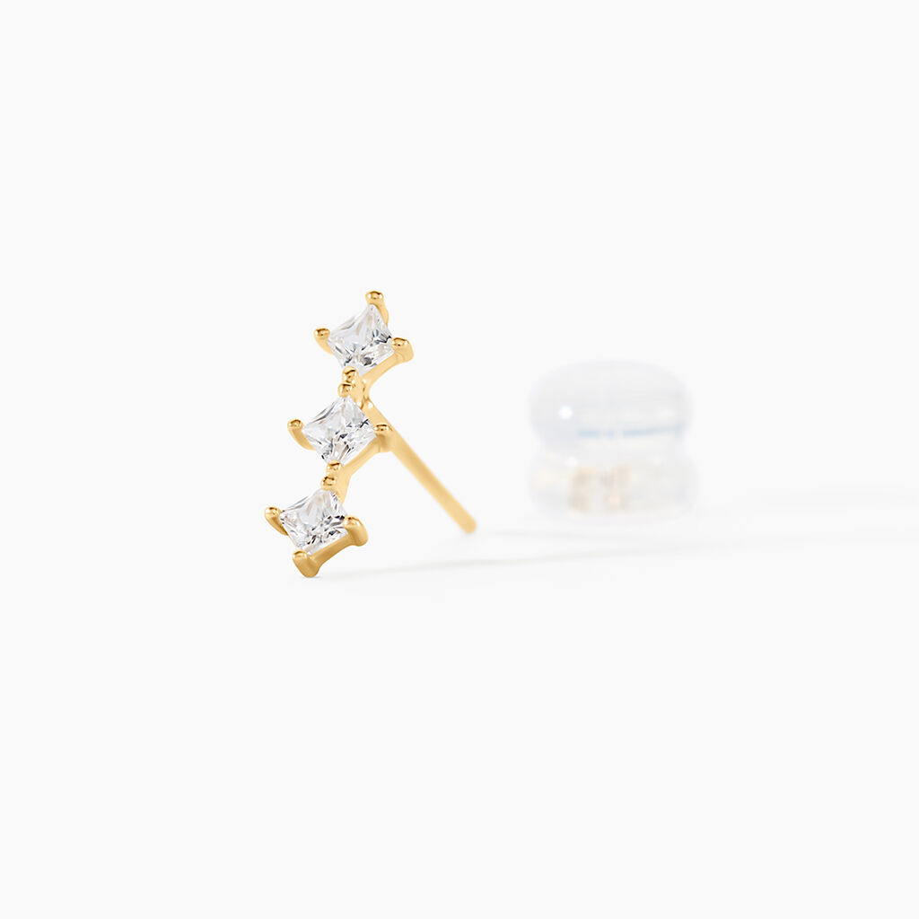 Boucles D'oreilles Puces Lorens Or Jaune Oxyde De Zirconium - Clous d'oreilles Femme | Histoire d&rsquo;Or