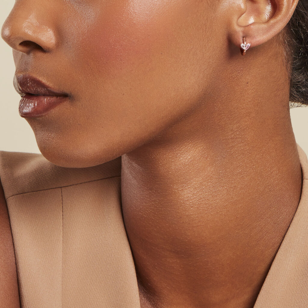 Créoles Myhalf Argent Rose Oxyde De Zirconium - Boucles d'oreilles créoles Femme | Histoire d’Or
