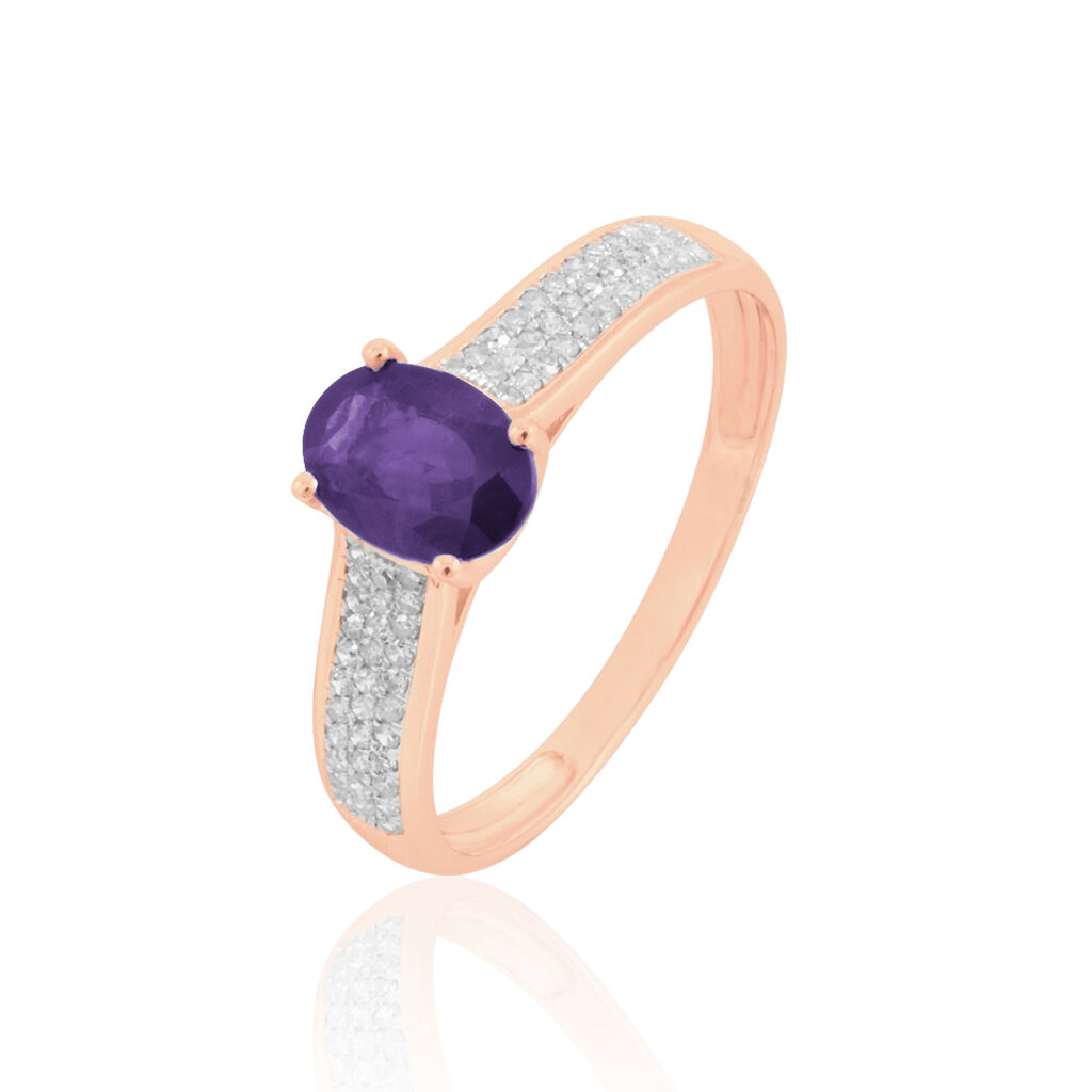 Bague Crista Or Rose Amethyste Et Diamant - Bagues solitaires Femme | Histoire d&rsquo;Or