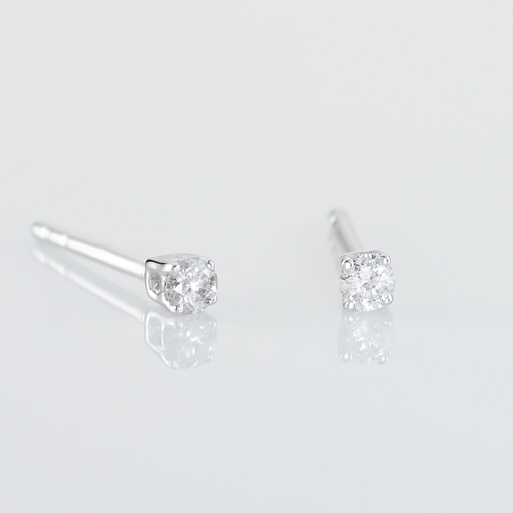 Boucles D'oreilles Puces Victoria Or Blanc Diamant - Clous d'oreilles Femme | Histoire d&rsquo;Or