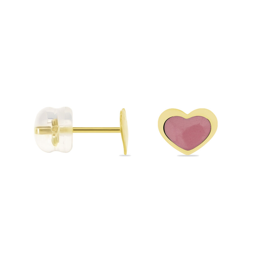 Boucles D'oreilles Puces Coeurs Or Jaune - Clous d'oreilles Enfant | Histoire d&rsquo;Or
