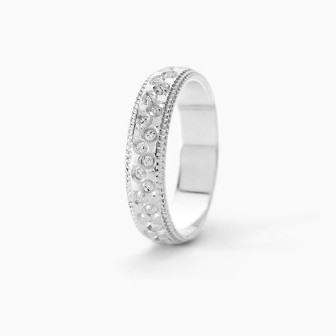 Alliance Fantaisie Ruban Bomb&eacute; Or Blanc - Alliances 18 carats Unisex | Histoire d&rsquo;Or
