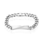 Bracelet Identit&eacute;e Alfons Acier Blanc - Gourmettes Homme | Histoire d&rsquo;Or