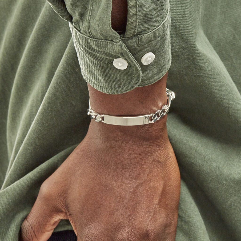 Bracelet Identité Argent Blanc Vivian - Gourmettes Homme | Histoire d’Or