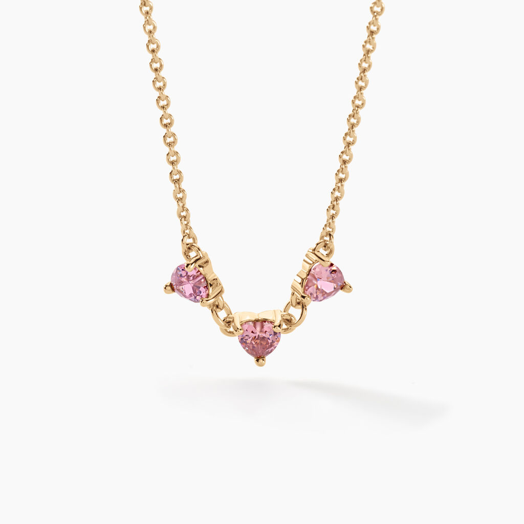Collier Po&eacute;sie Ros&eacute;e Plaque Or Jaune Oxyde De Zirconium - Colliers Femme | Histoire d&rsquo;Or