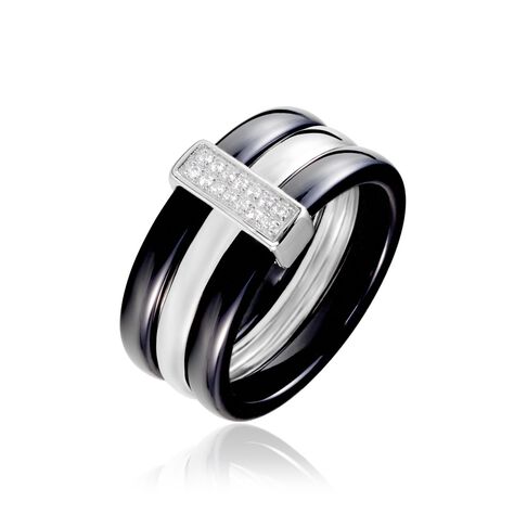Bague Ceramik Design Argent Blanc Céramique Et Oxyde De Zirconium - Bagues avec pierre Femme | Histoire d’Or