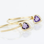 Cr&eacute;oles Marsie Coeur Or Jaune Amethyste - Boucles d'oreilles cr&eacute;oles Femme | Histoire d&rsquo;Or