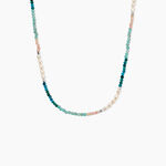 Collier Evasion Argent Blanc Opale Amazonite Turquoise - Ras de cou Femme | Histoire d&rsquo;Or