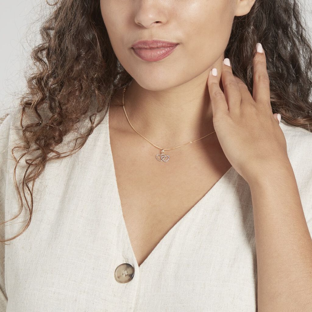 Pendentif Eudocie Coeurs Ciseles Or Bicolore - Pendentifs Femme | Histoire d’Or
