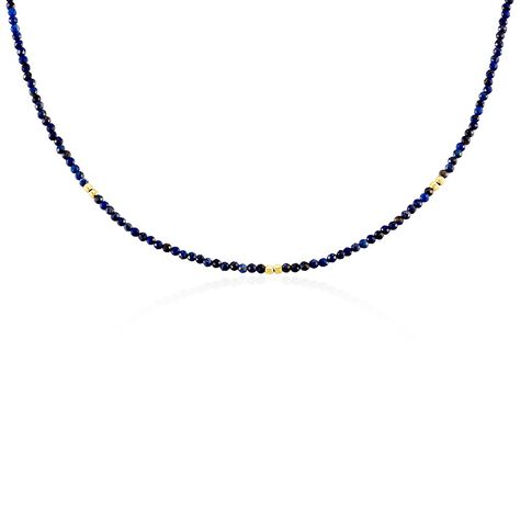 Collier Cyclades Argent Jaune Lapis Lazuli - Ras de cou Femme | Histoire d’Or