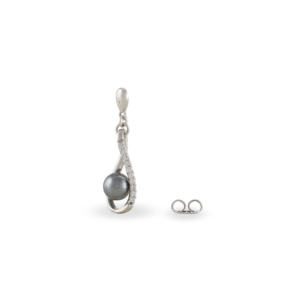 Boucles D'oreilles Pendantes Alexya Argent Perle D'imitation Et Oxyde - Boucles d'oreilles fantaisie Femme | Histoire d’Or