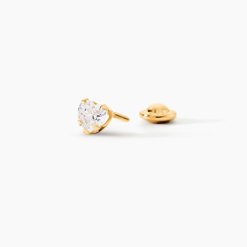 Boucles D'oreilles Puces Leidi Or Jaune Oxyde De Zirconium - Clous d'oreilles Famille | Histoire d&rsquo;Or