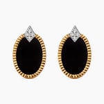 Boucles D'oreilles Puces Tahina Or Jaune Onyx Diamant - Clous d'oreilles Femme | Histoire d&rsquo;Or