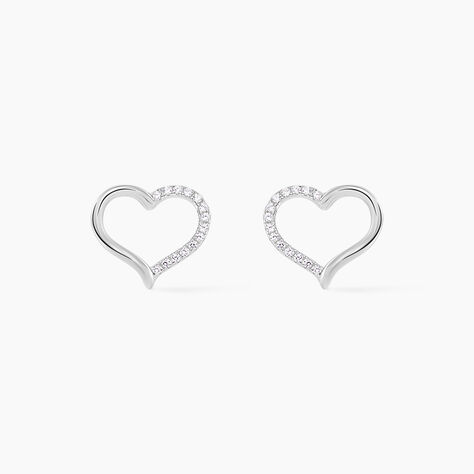 Boucles D'oreilles Puces Salona Argent Blanc Oxyde De Zirconium - Boucles d'oreilles fantaisie Femme | Histoire d&rsquo;Or