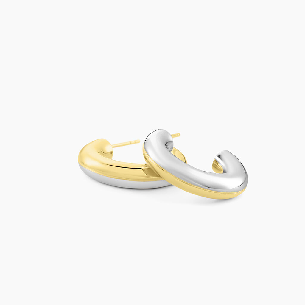 Créoles Perfect Match Argent Bicolore - Boucles d'oreilles créoles Femme | Histoire d’Or