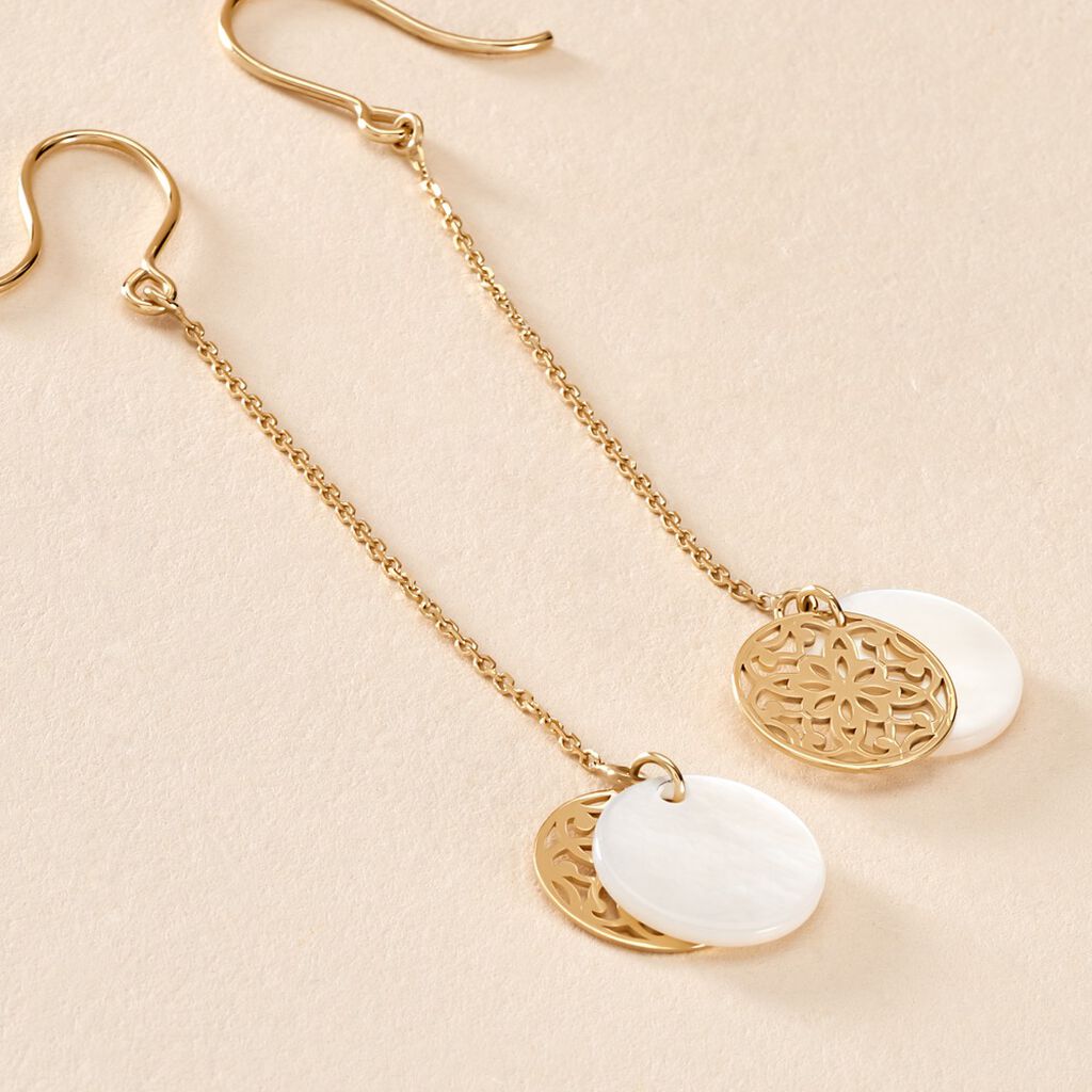 Boucles D'oreilles Pendantes Naïade Or Jaune Nacre - Boucles d'oreilles pendantes Femme | Histoire d’Or