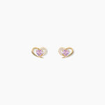 Boucles D'Oreilles Puces Creighton Argent Dor&eacute; A L'Or 750/1000 Am&eacute;thyste Oxyde De Zirconium - Clous d'oreilles Femme | Histoire d&rsquo;Or