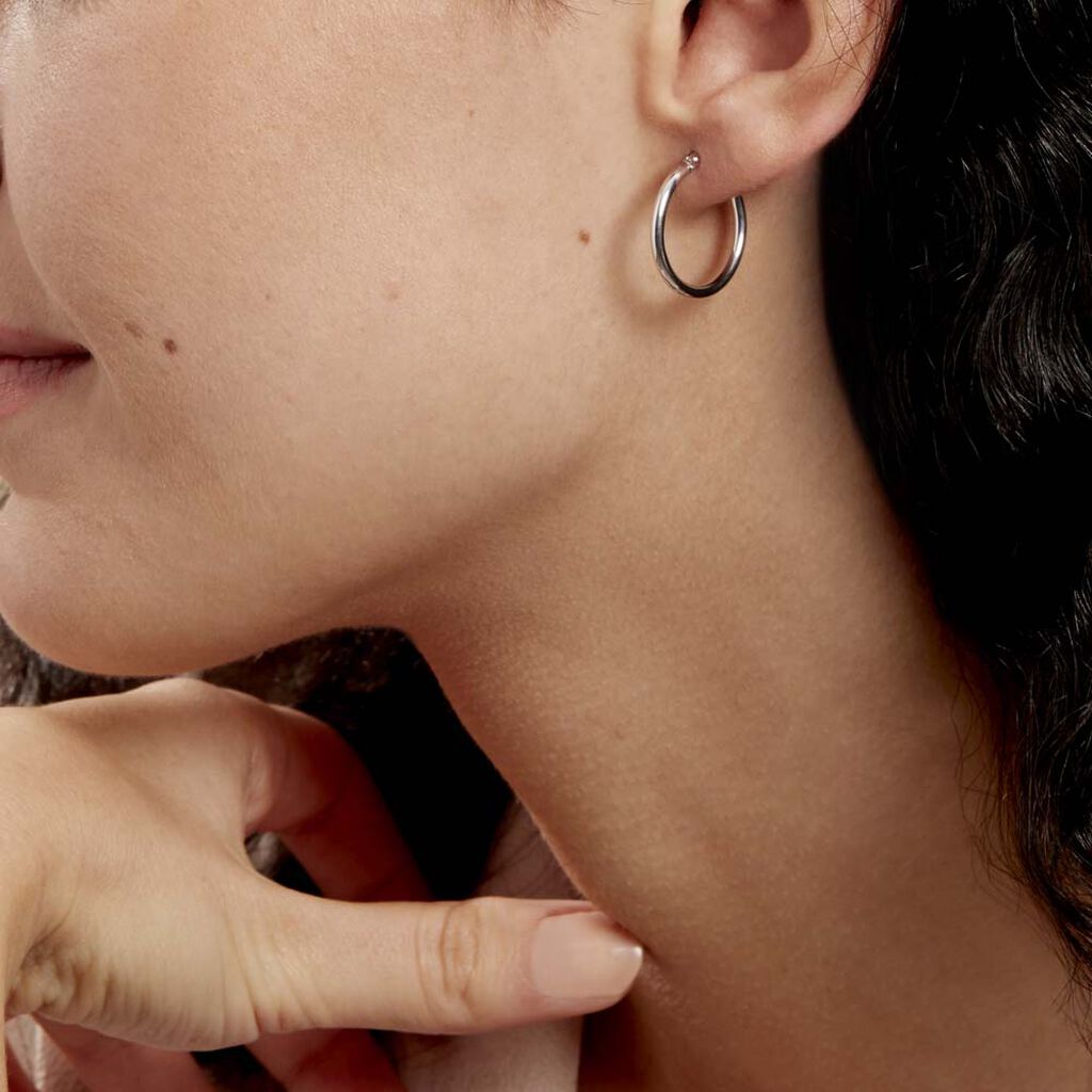 Créoles Verania Or Blanc - Boucles d'oreilles créoles Femme | Histoire d’Or