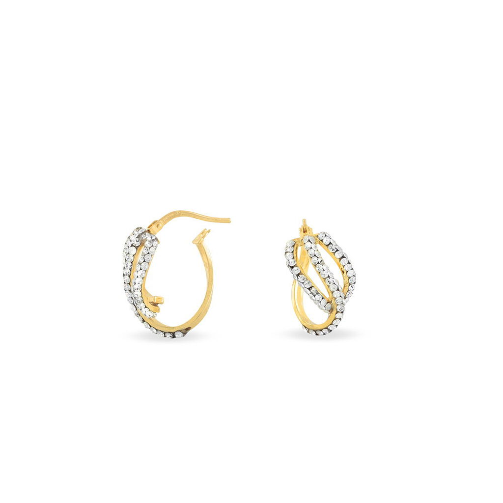 Créoles Hewie Or Jaune Strass - Boucles d'oreilles créoles Femme | Histoire d’Or