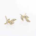 Boucles D'oreilles Pendantes Edia Feuille Or Jaune Oxyde De Zirconium - Boucles d'oreilles pendantes Femme | Histoire d&rsquo;Or