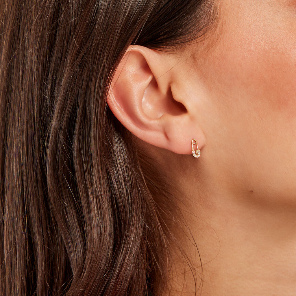 Boucles D'oreilles Puces Epiktetos Or Jaune Oxyde De Zirconium - Clous d'oreilles Femme | Histoire d’Or