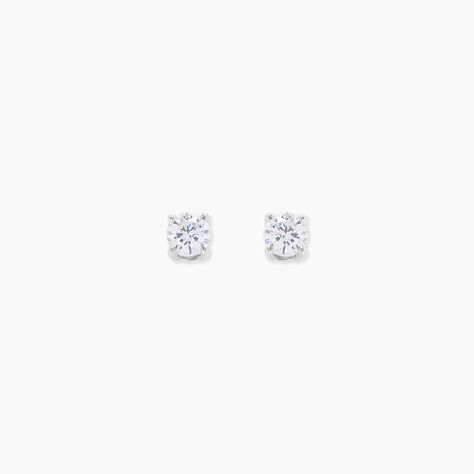 Boucles D'Oreilles Puces One Or Blanc Diamants - Clous d'oreilles Femme | Histoire d&rsquo;Or