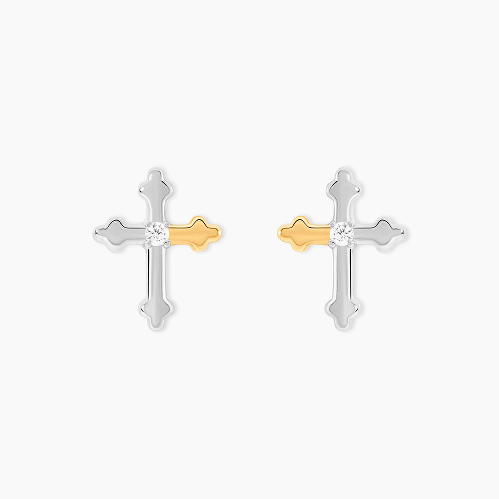 Boucles D'Oreilles Puces Or Jaune Oxyde De Zirconium - Clous d'oreilles Femme | Histoire d’Or