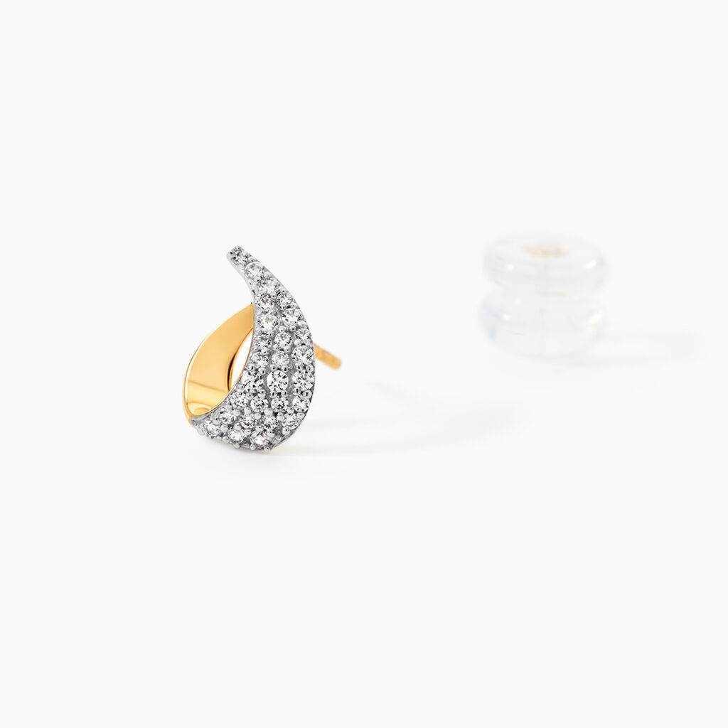 Boucles D'oreilles Puces Boucle D'or Or Jaune Oxyde De Zirconium - Clous d'oreilles Femme | Histoire d&rsquo;Or