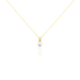 Collier Or Jaune Bragi Perle De Culture Oxyde De Zirconium - Colliers Femme | Histoire d’Or