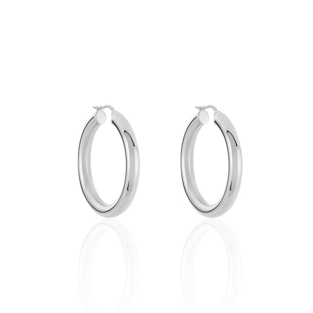 Créoles Amael Acier Blanc - Boucles d'oreilles créoles Femme | Histoire d’Or