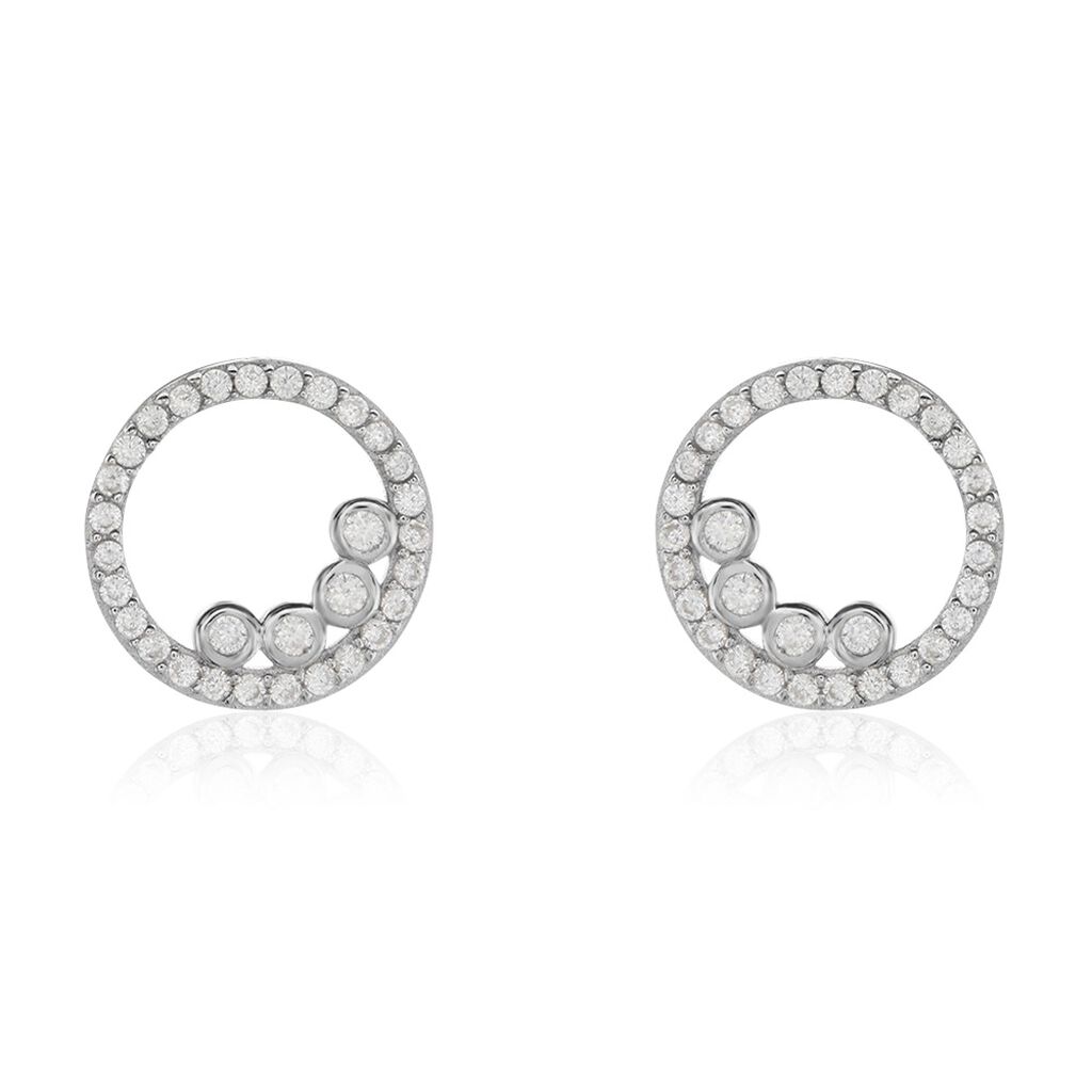 Boucles D'oreilles Puces Argent Blanc Ursine Oxydes De Zirconium - Boucles d'oreilles fantaisie Femme | Histoire d&rsquo;Or