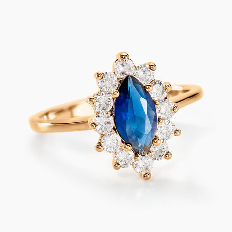 Bague Lisea Plaqu&eacute; Or Jaune Verre Et Oxyde De Zirconium - Bagues solitaires Femme | Histoire d&rsquo;Or