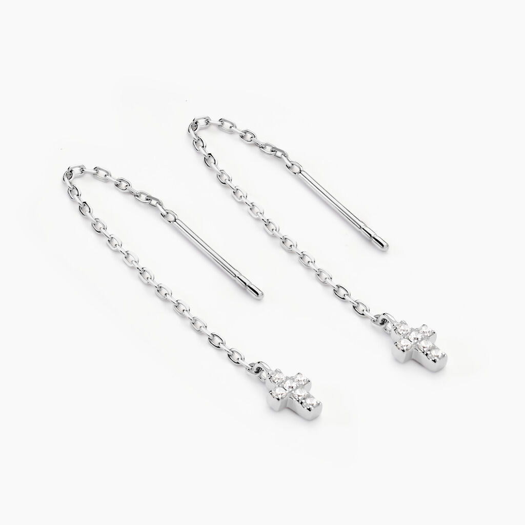 Boucles D'oreilles Pendantes Siem Argent Blanc Oxyde De Zirconium - Boucles d'oreilles fantaisie Femme | Histoire d&rsquo;Or
