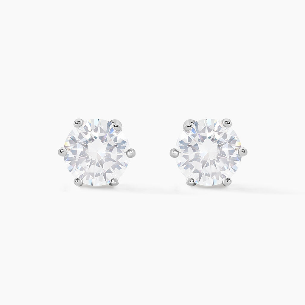 Boucles D'oreilles Puces Kylianna Argent Blanc Oxyde De Zirconium - Boucles d'oreilles fantaisie Femme | Histoire d’Or