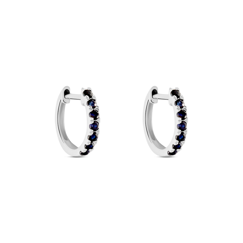 Créoles Or Blanc Killian Saphir - Boucles d'oreilles créoles Femme | Histoire d’Or