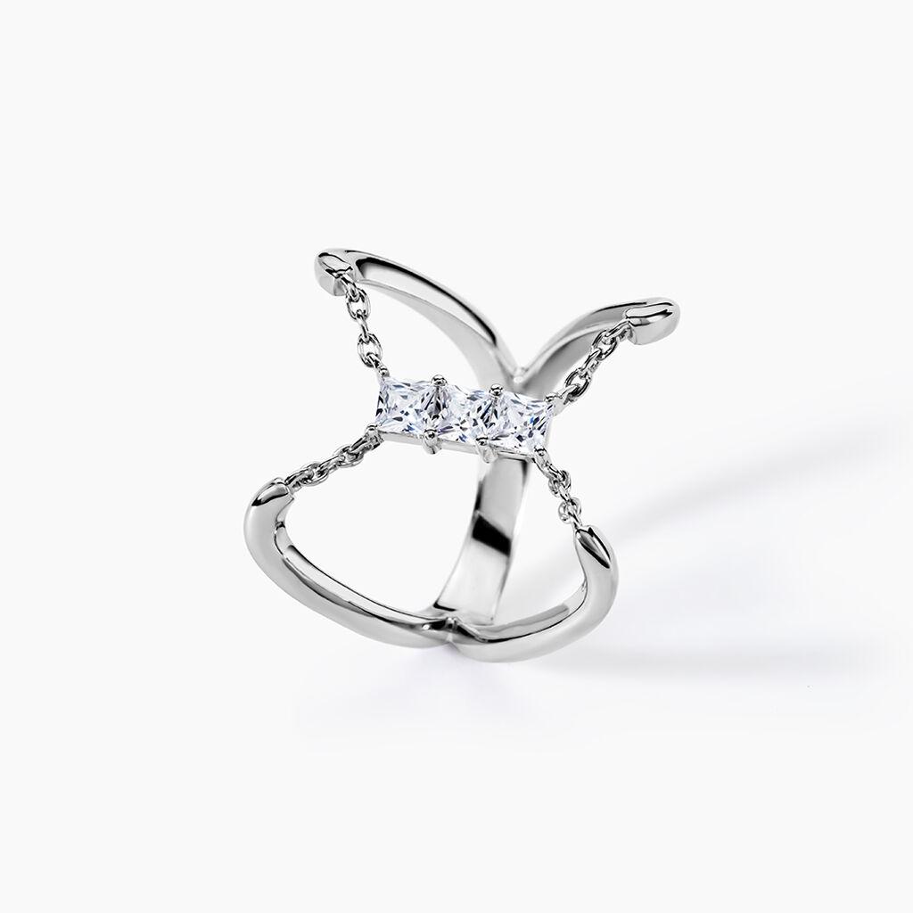 Bague Nexus Argent Blanc Oxyde De Zirconium - Bagues avec pierre Femme | Histoire d&rsquo;Or