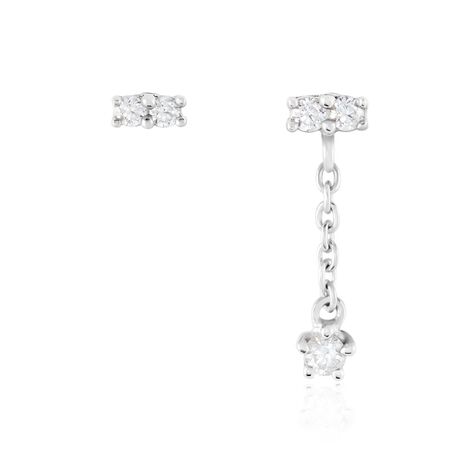 Boucles D'oreilles Dépareillées Argent Blanc Braden Oxyde De Zirconium - Boucles d'oreilles fantaisie Femme | Histoire d’Or