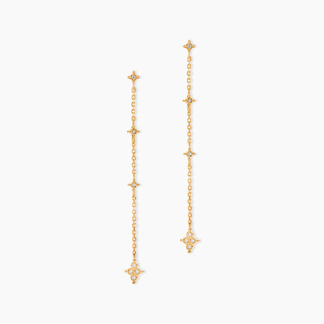 Boucles D'oreilles Pendantes Ziha Plaqu&eacute; Or Jaune Oxyde De Zirconium - Boucles d'oreilles fantaisie Femme | Histoire d&rsquo;Or