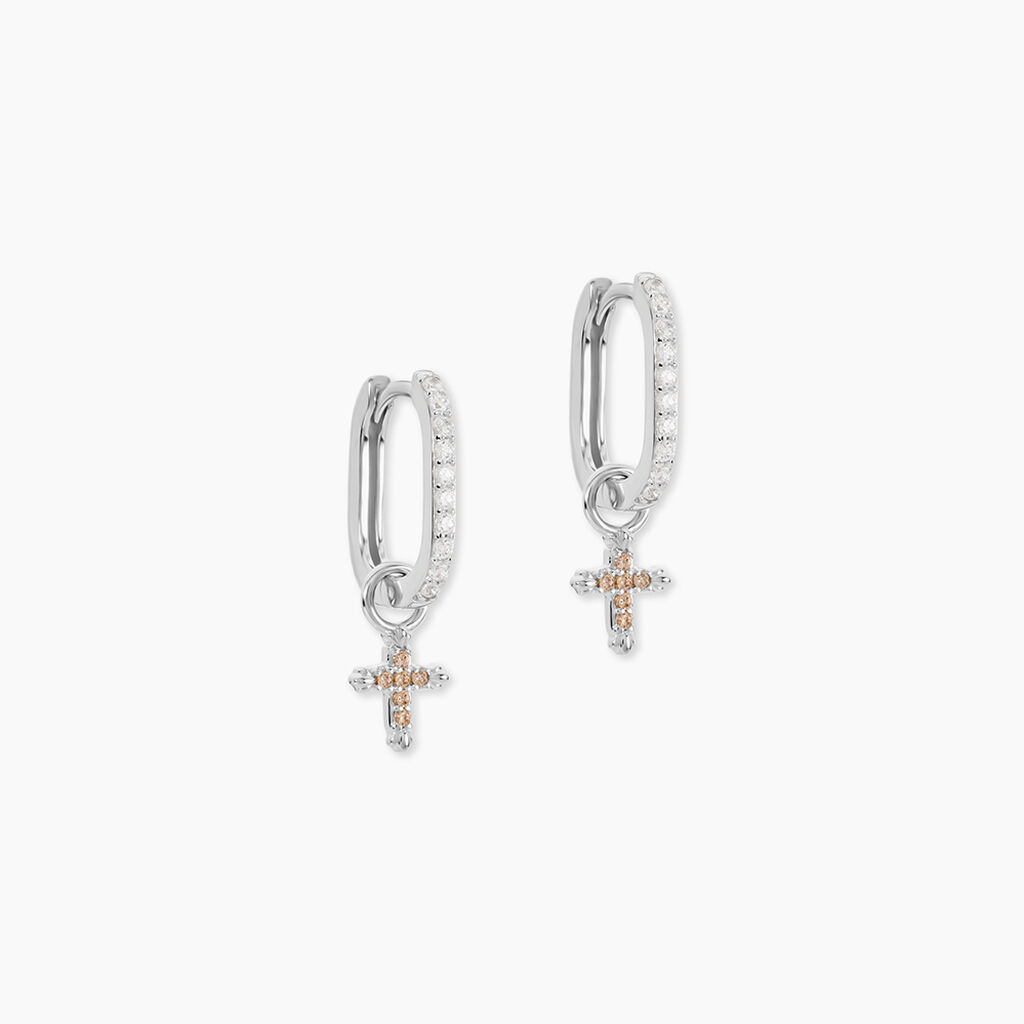 Cr&eacute;oles Glynis Argent Blanc Oxyde De Zirconium - Boucles d'oreilles cr&eacute;oles Femme | Histoire d&rsquo;Or