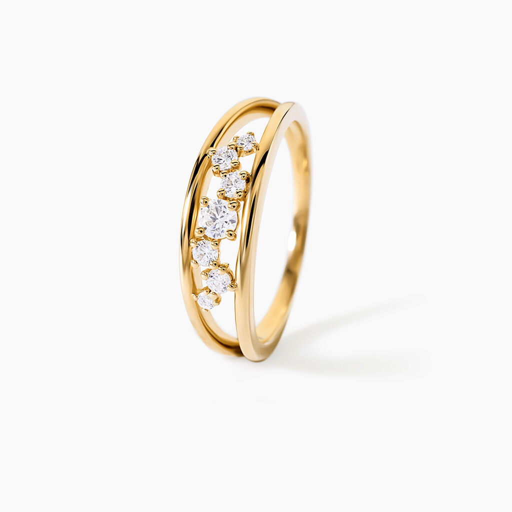 Bague Maldwyn Argent Dor&eacute; A L'Or 750/1000 Oxyde De Zirconium - Bagues avec pierre Femme | Histoire d&rsquo;Or