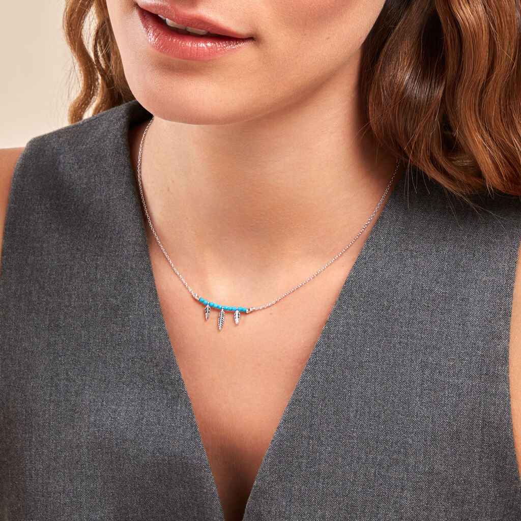 Collier Lottie Argent Blanc Turquoise - Colliers fantaisie Femme | Histoire d’Or