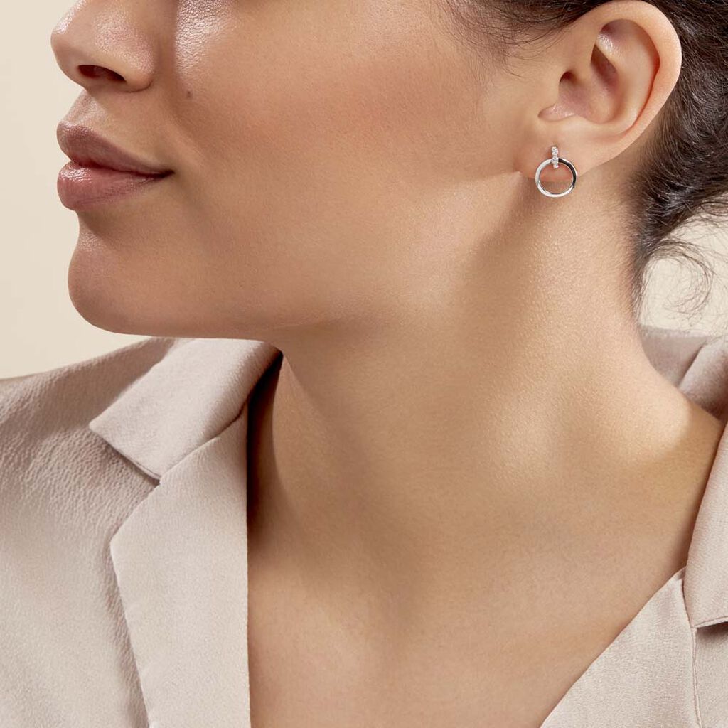 Boucles D'oreilles Puces Melissande Or Blanc Diamant - Clous d'oreilles Femme | Histoire d’Or