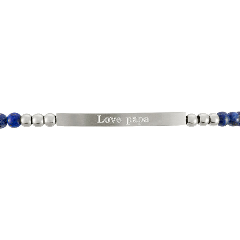 Bracelet Identité Acier Blanc Boules Sebastino Lapis Lazuli - Bracelets fantaisie Homme | Histoire d’Or