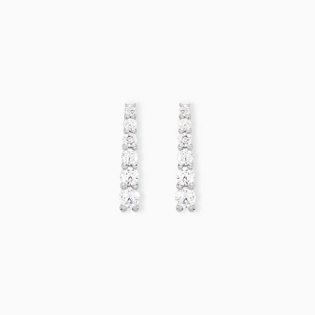 Boucles D'oreilles Pendantes Georas Or Blanc Oxyde - Boucles d'oreilles pendantes Femme | Histoire d’Or