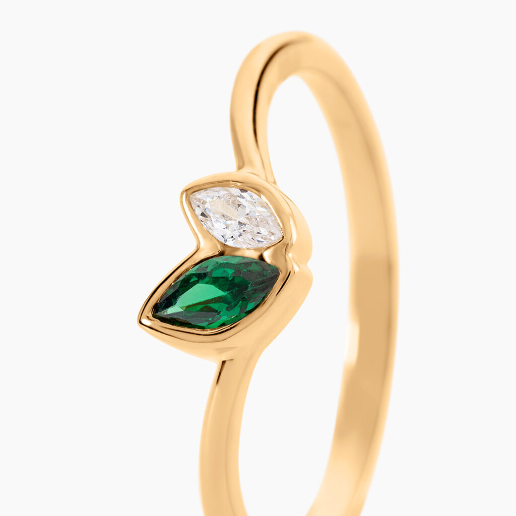 Bague Amazone Plaqu&eacute; Or Jaune Oxyde De Zirconium - Bagues avec pierre Femme | Histoire d&rsquo;Or