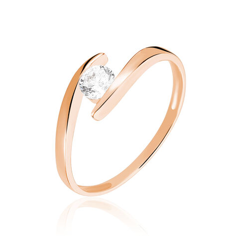 Bague Solitaire Camilia Or Rose Oxyde De Zirconium - Bagues solitaires Femme | Histoire d’Or