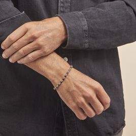 Bracelet Acier Blanc Et Rose Et Ceramique Noire Baudouin - Bracelets fantaisie Homme | Histoire d’Or